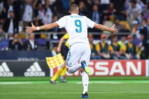 Football Champions League Final Real Madrid Liverpool on 26 05 2018 at the Olympic Stadium in Kiev Torjubel to 1 0 by Karim Benzema Madrid xRx