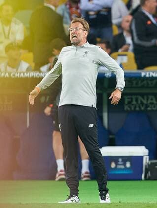 Juergen KLOPP Coach Liverpool Cheers Joy Cheers Joy Emotions Celebrate Laughter Cheers Joy Raises Arms Clenching His Fist Sadio MANE Liverpool 19 Shot on goal scores the 1 1 REAL MADRID FC LIVERPOOL Football UEFA Champions League Final Kiev Ukraine May 26 2018 CL Season 2017 2018