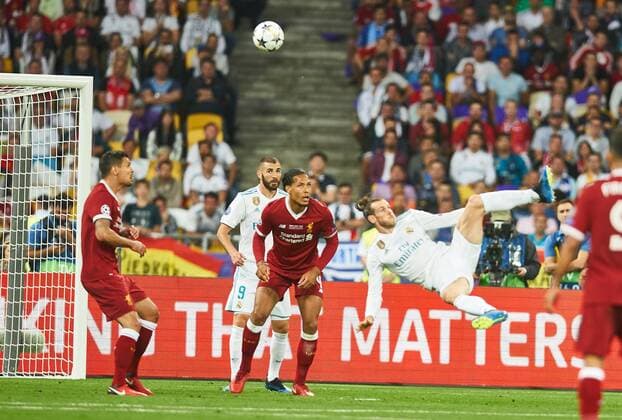Gareth BALE Real Madrid 11 Shot on goal scores the 2 1 REAL MADRID FC LIVERPOOL Football UEFA Champions League Final Kiev Ukraine May 26 2018 CL Season 2017 2018