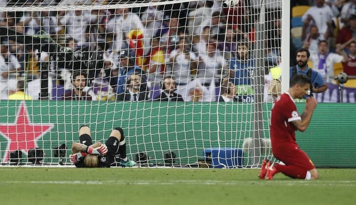 Loris Karius of Liverpool devastated during the UEFA Champions League Final match at the NSK Olimpiyskiy Stadium, Kiev. Picture date 26th May 2018. Picture credit should read: David Klein Sportimage EDITORIAL USE ONLY. No use with unauthorised audio, video, data, fixture lists, club league logos or live services. Online in-match use limited to 120 images, no video emulation. No use in betting, games or single club league player publications.