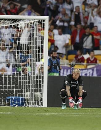 Loris Karius of Liverpool devastated during the UEFA Champions League Final match at the NSK Olimpiyskiy Stadium, Kiev. Picture date 26th May 2018. Picture credit should read: David Klein Sportimage EDITORIAL USE ONLY. No use with unauthorised audio, video, data, fixture lists, club league logos or live services. Online in-match use limited to 120 images, no video emulation. No use in betting, games or single club league player publications.