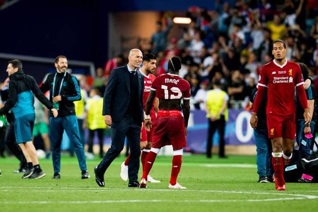 180526 Zinedine Zidane head coach of Real Madrid after the UEFA Champions League final between Real Madrid and Liverpool on May 26, 2018 in Kyiv Photo Vegard Wivestad Grott BILDBYRAN Code VG 170178  Copyright: VEGARDxWIVESTADxGRoTT BB180526ZF025