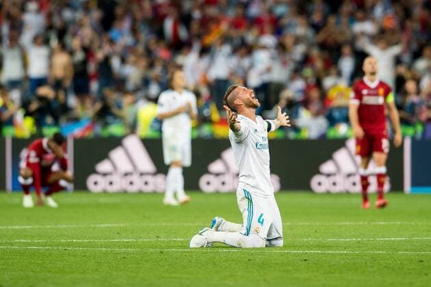 180526 Sergio Ramos or Real Madrid celebrates after the UEFA Champions League final between Real Madrid and Liverpool on May 26, 2018 in Kyiv Photo Vegard Wivestad Grott BILDBYRAN Code VG 170178  Copyright: VEGARDxWIVESTADxGRoTT BB180526ZI025