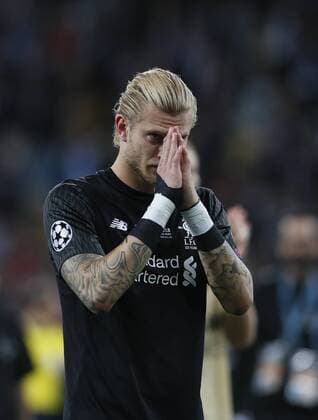 Loris Karius of Liverpool cries during the UEFA Champions League Final match at the NSK Olimpiyskiy Stadium, Kiev. Picture date 26th May 2018. Picture credit should read: David Klein Sportimage EDITORIAL USE ONLY. No use with unauthorised audio, video, data, fixture lists, club league logos or live services. Online in-match use limited to 120 images, no video emulation. No use in betting, games or single club league player publications.