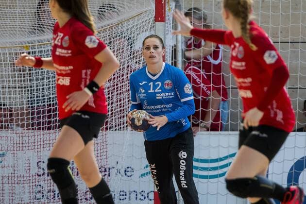 1 HANDBALL DAMEN BUNDESLIGA THÜRINGER HC BAYER LEVERKUSEN 26 05 2018 Bad Langensalza Dinah Eckerle 12 Thuringian HC in Women 1 Bundesliga Handball match of Thuringia HC vs TSV Bayer 04 Leverkusen on 26 May 2018 in Bad Langensalza