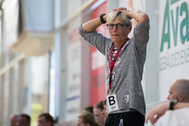 1 HANDBALL DAMEN BUNDESLIGA THÜRINGER HC BAYER LEVERKUSEN 26 05 2018 Bad Langensalza Coach Renate Wolf TSV Bayer 04 Leverkusen in the Women 1 Bundesliga Handball match of the Thüringer HC against TSV Bayer 04 Leverkusen on 26 May 2018 in Bad Langensalza