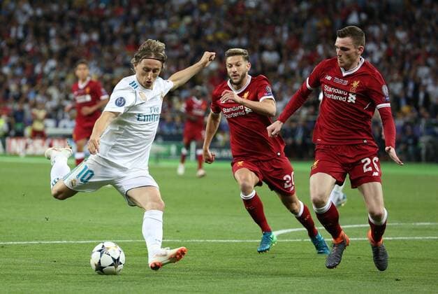 May 26, 2018 - Kiev, Ukraine - Real s midfielder Luka Modric vies for a ball during the UEFA Champions League Final match at NSC Olipiyskyi stadium in Kyiv, Ukraine, May 26, 2018. Real Madrid v Liverpool - UEFA Champions League Final  - ZUMAn230 20180526_zaa_n230_1107 Copyright: xSergiixKharchenkox