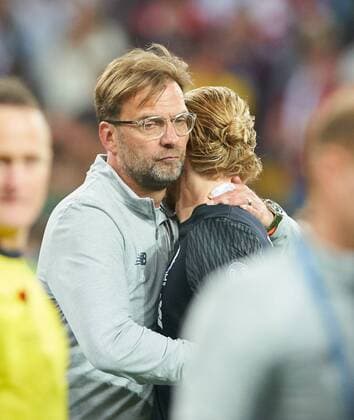 Juergen KLOPP Coach Liverpool relieves Loris KARIUS Liverpool 1 emotions disappointed disappointment frustration frustrated sadness sad desperate desperation REAL MADRID FC LIVERPOOL football UEFA Champions League Final Kiev Ukraine May 26 2018 CL Season 2017 2018