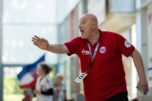 1 HANDBALL DAMEN BUNDESLIGA THÜRINGER HC BAYER LEVERKUSEN 26 05 2018 Bad Langensalza Coach Herbert Müller Thüringer HC in Women 1 Bundesliga Handball match of Thuringia HC vs TSV Bayer 04 Leverkusen on 26 May 2018 in Bad Langensalza