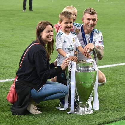 Football Champions League Final Real Madrid Liverpool on 26 05 2018 at the Olympic Stadium in Kiev Toni Kroos Madrid with family and the Champions League Cup xRx