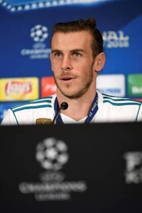 Real Madrid s player Gareth Bale delivers statements to the press after his team won the UEFA Champions League final game between Real Madrid and Liverpool FC at the NSC Olimpiyskiy stadium in Kiev, Ukraine, 26 May 2018. UCL Final 2018 - Real Madrid vs Liverpool FC !ACHTUNG: NUR REDAKTIONELLE NUTZUNG!  Copyright: xMykolaxTysx RML01 20180527-636629782860210955