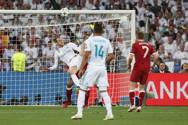 Real Madrid v Liverpool UEFA Champions League Final Gareth Bale of Real Madrid scores his sides 2nd goal during the UEFA Champions League Final at the Olympic Stadium, Kiev Content Not Available For UK Newspapers Copyright: xPaulxChestertonx FIL-11844-0105