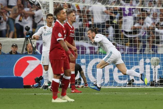 Real Madrid v Liverpool UEFA Champions League Final Gareth Bale of Real Madrid celebrates scoring his sides 2nd goal during the UEFA Champions League Final at the Olympic Stadium, Kiev Content Not Available For UK Newspapers Copyright: xPaulxChestertonx FIL-11844-0108
