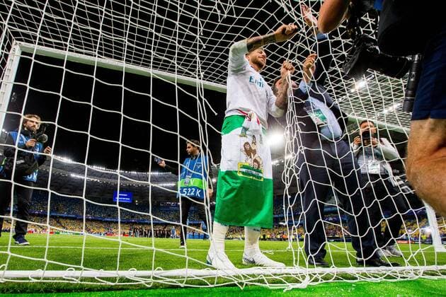 180526 Sergio Ramos or Real Madrid after the UEFA Champions League final between Real Madrid and Liverpool on May 26, 2018 in Kyiv Photo Vegard Wivestad GRAD PICTURE BENCH N Code VG 170178  Copyright: VEGARDxWIVESTADxGR¯TT BB180526ZV047