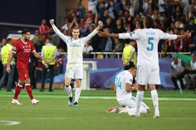 Real Madrid v Liverpool UEFA Champions League Final Gareth Bale of Real Madrid celebrates victory at the end of the UEFA Champions League Final at the Olympic Stadium, Kiev Content Not Available For UK Newspapers Copyright: xPaulxChestertonx FIL-11844-0156