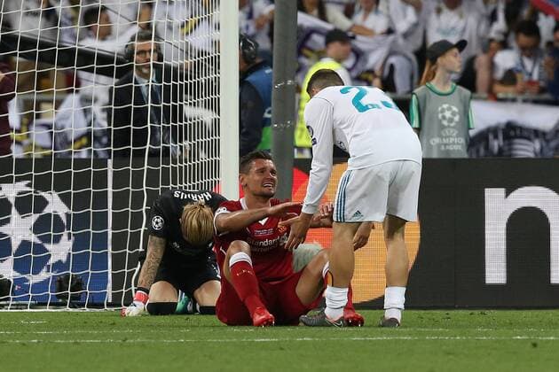 Real Madrid v Liverpool UEFA Champions League Final Loris Karius of Liverpool and Dejan Lovren of Liverpool are distraught at the end of the UEFA Champions League Final at the Olympic Stadium, Kiev Content Not Available For UK Newspapers Copyright: xPaulxChestertonx FIL-11844-0164