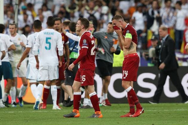 Real Madrid v Liverpool UEFA Champions League Final Andrew Robertson of Liverpool and Jordan Henderson of Liverpool look dejected at the end of the UEFA Champions League Final at the Olympic Stadium, Kiev Content Not Available For UK Newspapers Copyright: xPaulxChestertonx FIL-11844-0168