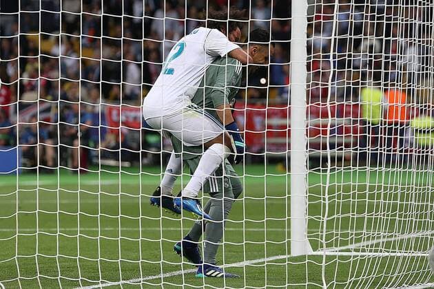 Real Madrid v Liverpool UEFA Champions League Final Marcelo of Real Madrid celebrates his side?s 1st goal with Keylor Navas of Real Madrid during the UEFA Champions League Final at the Olympic Stadium, Kiev Content Not Available For UK Newspapers Copyright: xPaulxChestertonx FIL-11844-0182