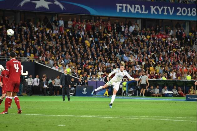 Gareth BALE Real Madrid re scores the Goal for the 3 1 Action Shot Goal Football Champions League Final 2018 Real Madrid Liverpool 3 1 Season2017 18 at 26 05 2018 NSK Olimpiyskyi Stadium
