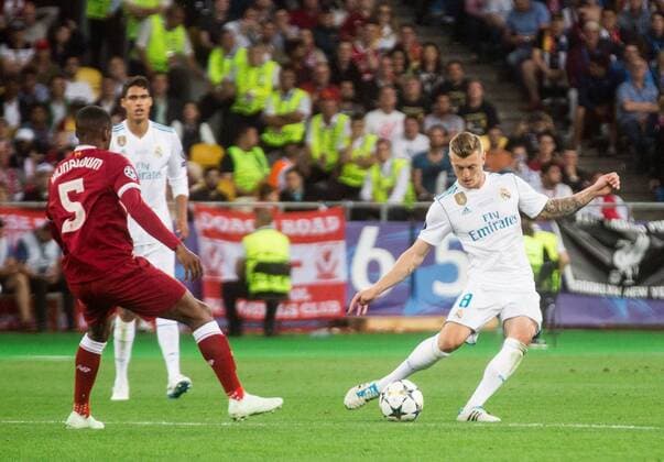 26 05 2018 Kyiv Stadium UEFA CL Real Madrid vs Liverpool FC Final image Toni Kroos of Real Madrid in action during the UEFA Champions League match between Real Madrid and Liverpool at the Kiev Olympic Stadium on 2018 05 26 Kiev  EX_SPIDA