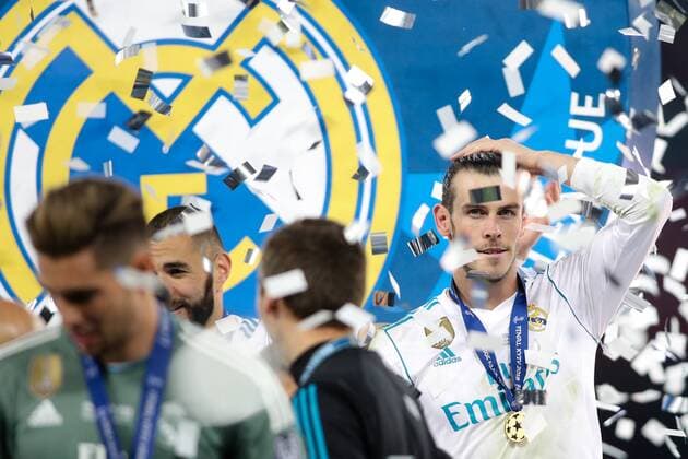 SOCCER - UEFA CL final, Liverpool vs Real KIEV,UKRAINE,26.MAY.18 - SOCCER - UEFA Champions League, final, Liverpool FC vs Real Madrid CF. Image shows Gareth Bale (Madrid). Keywords: medal. GEPAxpictures xMaticxKlansek