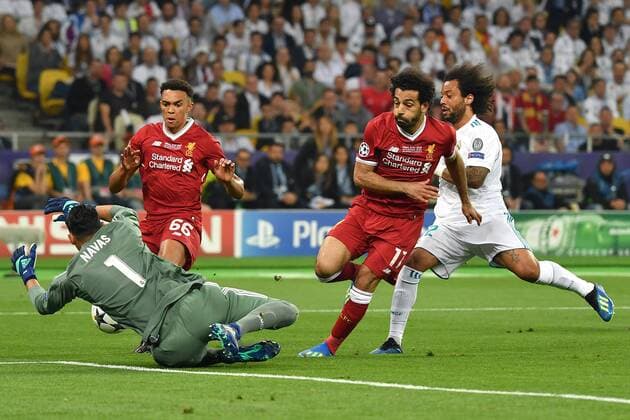Torchance Mohamed SALAH Liverpool action bout against Sergio Ramos Real Madrid fail Keylor NAVAS goalkeeper Real Madrid hi li Trent Alexander Arnold Liverpool Football Champions League Final 2018 Real Madrid Liverpool 3 1 Season2017 18 at 26 05 2018 Stadium NSK Olimpiyskyi