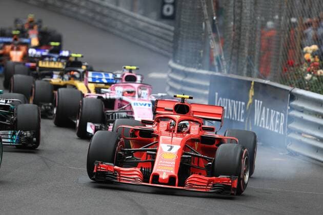 27th May 2018, Circuit de Monaco, Monaco, Monte Carlo; Monaco Formula 1 Grand Prix, race day; Scuderia Ferrari, Kimi Raikkonen burns some rubber  ActionPlus12029690 Octane