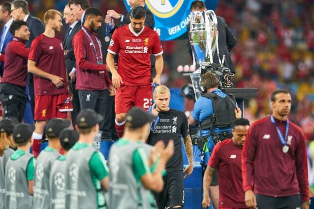 Loris KARIUS Liverpool 1 Emre CAN Liverpool 23 next to Champions League Cup Trophaee Pott ceremony Emotions disappointed Disappointment Frustration Frustrated Grief Sad Desperate Despair REAL MADRID FC LIVERPOOL 3 1 Football UEFA Champions League Final Kiev Ukraine May 26 2018 CL Season 2017 2018