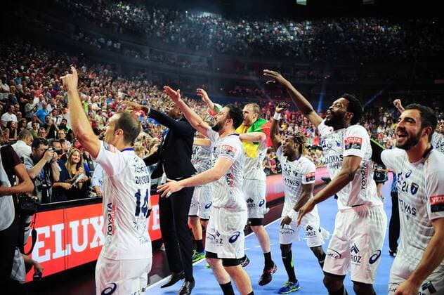 Handball, Montpellier HB gewinnt Champions League 2018.05.27 Kolonia Pilka reczna Velux EHF FINAL4 Champions League Liga Mistrzow final Montpellier wygrywa HBC Nantes - Montpellier HB N Z puchar radosc wygrana dekoracja Montpellier Foto Pawel Andrachiewicz PressFocus 2018.05.27 Cologne Handball Velux EHF FINAL4 Champions League final HBC Nantes - Montpellier HB puchar radosc wygrana dekoracja Montpellier Photo Pawel Andrachiewicz PressFocus NEWSPIX.PL --- Newspix.pl FRANCE OUT!  20180527_PF_PA180