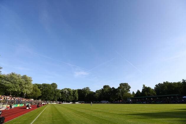 Thursday 17 05 2018 Season 2017 2018 Friendly match in the Herne Mondpalast Arena DSC Wanne Eickel BVB 09 Borussia Dortmund Haupptribüne with rear corner curve of the Mondpalast Arena