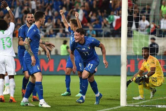 Mg San Gallo (Svizzera) 28 05 2018 - amichevole Arabia Saudita-Italia foto Matteo Gribaudi Image nella foto: esultanza gol Andrea Belotti 
