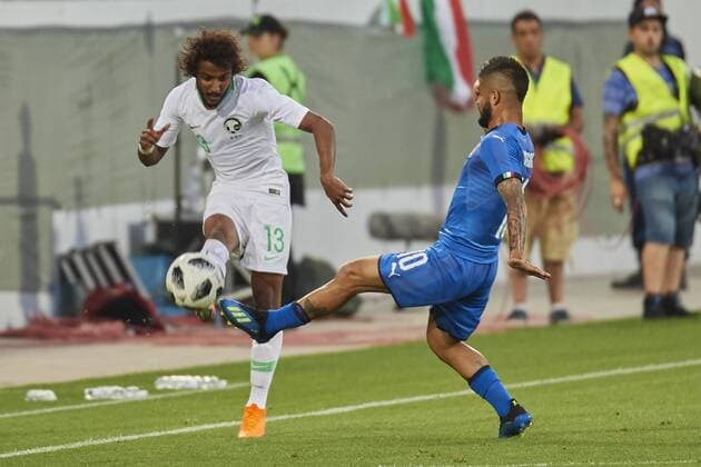 Football international friendly match Italy vs Saudi Arabia St Gallen Switzerland St Gallen Switzerland 28th May 2018 Yasir Alshahrani and Lorenzo Insignia during the World Cup 2018 preparation match vs Saudi Arabia match in St Gallen The Saudi Arabia team is using the game to prepare for the 2018 FIFA World Cup final tournament in Russia while Italy did not qualify for the World Cup finals