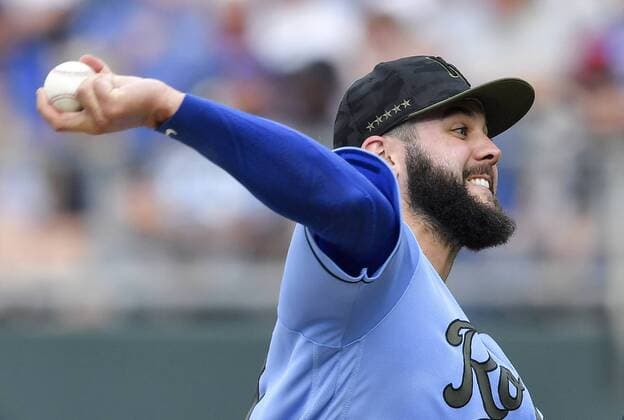 May 28, 2018 - Kansas City, MO, USA - Kansas City Royals starting pitcher Jakob Junis throws the second inning during Monday s baseball game against the Minnesota Twins, on May 28, 2018, at Kauffman Stadium in Kansas City, Mo. Twins vs Royals - ZUMAm67_ 20180528_zaf_m67_010 Copyright: xJohnxSleezerx