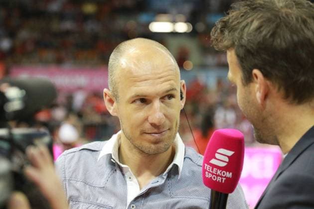Arjen Robben FC Bayern in the Telekom Sport Interview Basketball Playoff FC Bayern Munich Basketball Brose Baskets Bamberg 26 05 2018