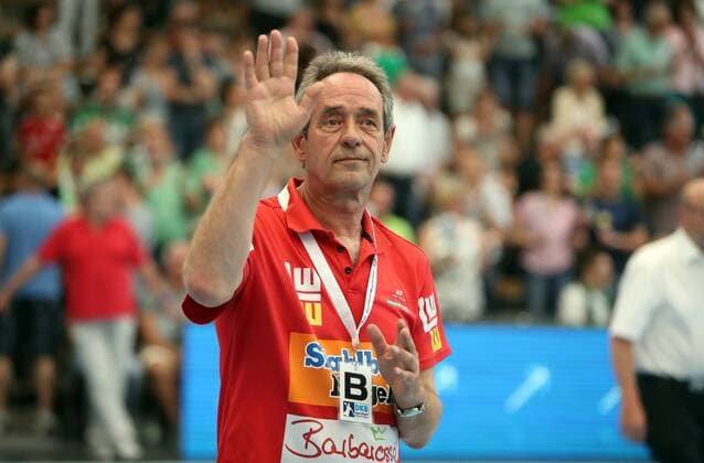 Frisch Auf Göppingen TSV GWD Minden Germany Göppingen 27 05 2018 Handball DKB Bundesliga Season 2017 2018 Fresh On Göppingen TSV GWD Minden Rolf Brack Coach Frisch On Göppingen