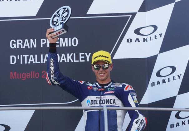 Photo Alessandro La Rocca LaPresse 2018 03 june, GRAN PREMIO D ITALIA Oakley MotoGP GRAN PREMIO D ITALIA Oakley- Autodromo Internazionale del Mugello- 2018-Race 1 in the photo:Podium- Fabio Di Giannantonio - 3 cl. race 1  Copyright: xAlessandroxLaxRocca LaPresse & xx