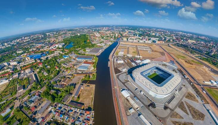 WM 2018 Sportstätte, Kaliningrad-Stadion, Kaliningrad Aerial image of the Kaliningrad Stadium, Russia. AirPanoxLLC 
