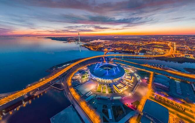 WM 2018 Sportstätte, Sankt-Petersburg-Stadion, Sankt Petersburg Aerial image of Saint Petersburg Stadium, Russia. AirPanoxLLC 