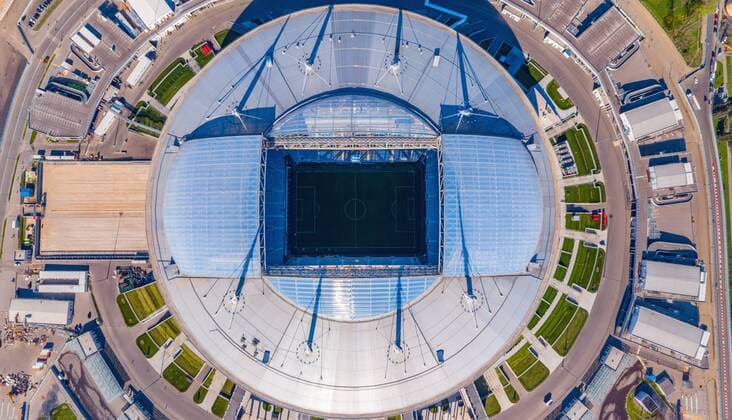 WM 2018 Sportstätte, Sankt-Petersburg-Stadion, Sankt Petersburg Aerial image of Saint Petersburg Stadium, Russia. AirPanoxLLC 