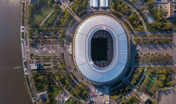 WM 2018 Sportstätte, Olympiastadion Luschniki, Moskau Aerial image of Luzhniki Stadium, Moscow, Russia. AirPanoxLLC 