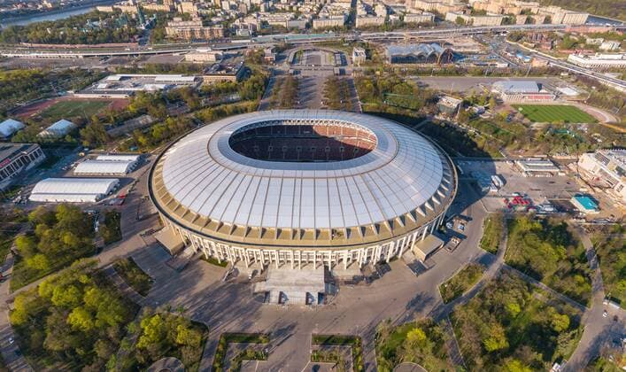 WM 2018 Sportstätte, Olympiastadion Luschniki, Moskau Aerial image of Luzhniki Stadium, Moscow, Russia. AirPanoxLLC 