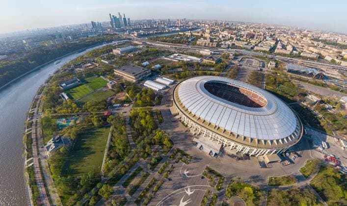 WM 2018 Sportstätte, Olympiastadion Luschniki, Moskau Aerial image of Luzhniki Stadium, Moscow, Russia. AirPanoxLLC 