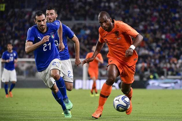 Photo LaPresse - Marco Alpozzi June 4, 2018 Turin ( Italy ) Italy vs Netherlands - friendly match - Allianz Arena Stadium of Turin. in the pic: Davide Zappacosta (Italy)Georginio Wijnaldum (Netherlands);  Copyright: xLaPresse MarcoxAlpozzix