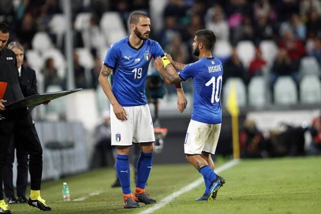 (l-r) Leonardo Bonucci of Italy, Lorenzo Insigne of Italy during the International Friendly Länderspiel match between Italy and The Netherlands at Allianz Stadium on June 04, 2018 in Turin, Italy International friendly match 2017 2018 xVIxVIxImagesx xMauricexvanxSteenxIVx 11131306
