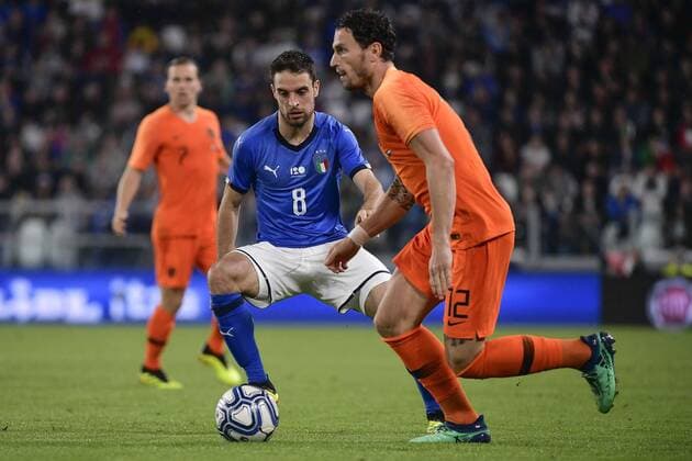 Photo LaPresse - Marco Alpozzi June 4, 2018 Turin ( Italy ) Italy vs Netherlands - friendly match - Allianz Arena Stadium of Turin. in the pic: Giacomo Bonaventura (Italy)Daryl Janmaat (Netherlands);  Copyright: xLaPresse MarcoxAlpozzix