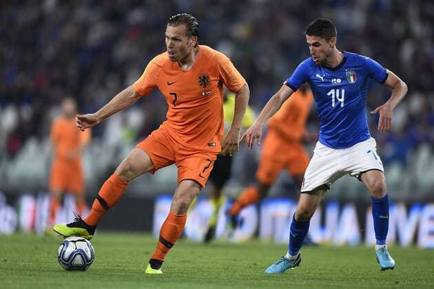 Photo LaPresse - Fabio Ferrari June 4, 2018 Turin ( Italy ) Italy vs Netherlands - friendly match - Allianz Arena Stadium of Turin. in the pic: Ruud Vormer (Netherlands); Jorginho Luiz Frello Filho (Italy)Jorginho (Italy)  Copyright: xLaPresse FabioxFerrarix