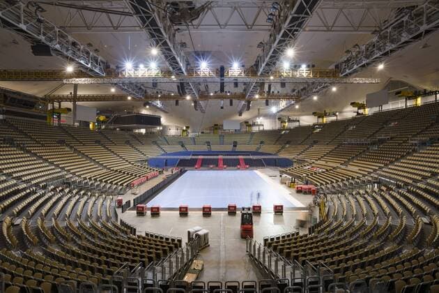 Press conference before the double Laenderspiel Women and men national team against Poland and Norway Olympiahalle Muenchen 05 06 2018 In the picture construction Handball Laenderspiel Olympiahalle Â