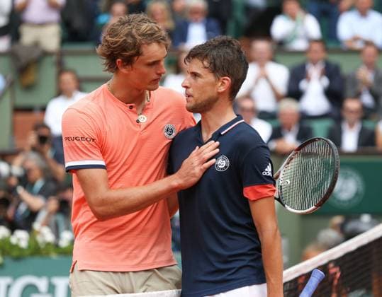 ALEXANDER ZVEREV GER congratulates the winner DOMINIC THIEM AUT Copyright: xJuergenxHasenkopfx