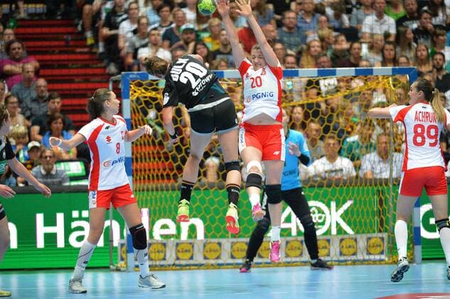 06 06 2018 xemx Handball Women Test Friendly Germany Poland emspor v li Monika Kobylinska Poland 8 Emily Boelk Germany 20 Johanna Drabik Poland 20 and Kinga Achruk Poland 89 Muenchen