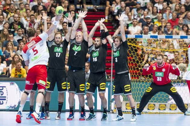 GER Handball Laenderpiel Men Germany vs Norway 06 06 2018 Olympiahalle Muenchen GER Handball Laender match Men Germany vs Norway Sander Sagosen Norway 5 Review Steffen Weinhold Germany 17 Pattrick Winceck Germany 7 Tim Kneule Germany 18 Uwe Gensheimer Germany 3 Andreas Wolff Germany 33 nordphotox xStraubmeier nph00004